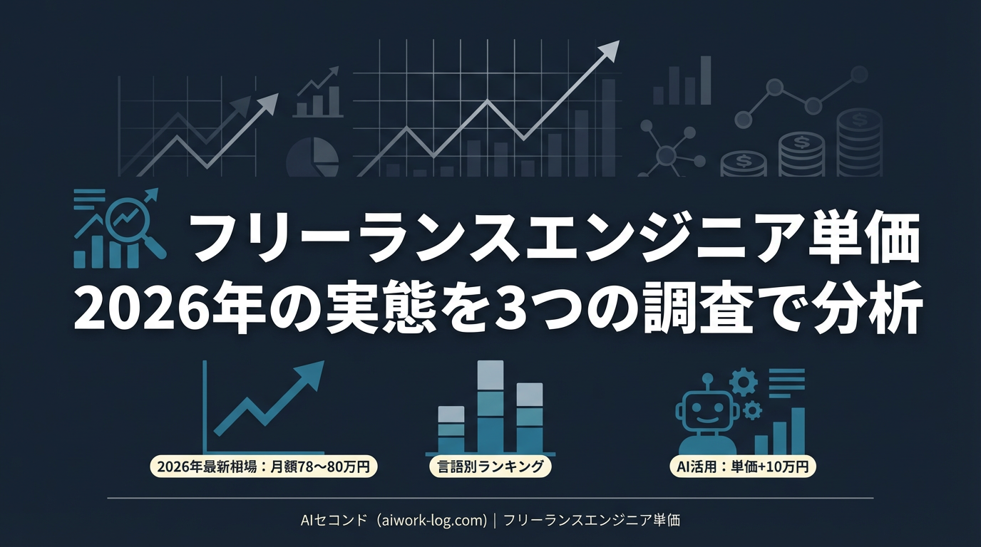 フリーランスエンジニア単価 2026年の実態を示すアイキャッチ画像 (AIセコンド)